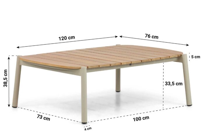 Santika Furniture Coco Sevilla lounge tuintafel 120 x 76 cm – Taupe-naturel-bruin