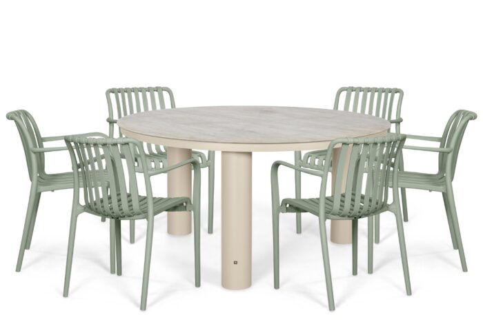 Domani Furniture Alba/Arancia 150 cm dining tuinset 7-delig – Groen