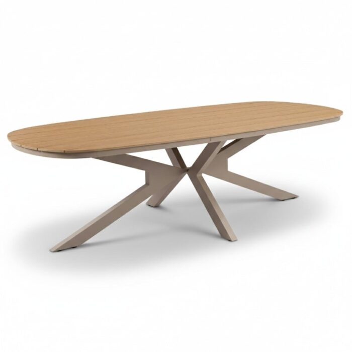 LUX outdoor living Texas dining tuintafel 6 personen | polywood + aluminium | Natural Wood/beige | 260cm Deens ovaal