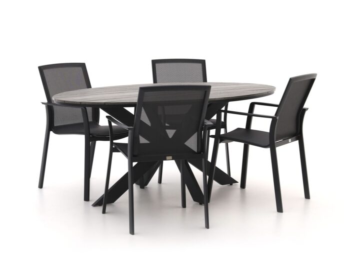 Bellagio tuinmeubelen Bellagio Dranera/Fidenza ovaal 180cm dining tuinset 5-delig stapelbaar Laagste prijsgarantie! – Grijs