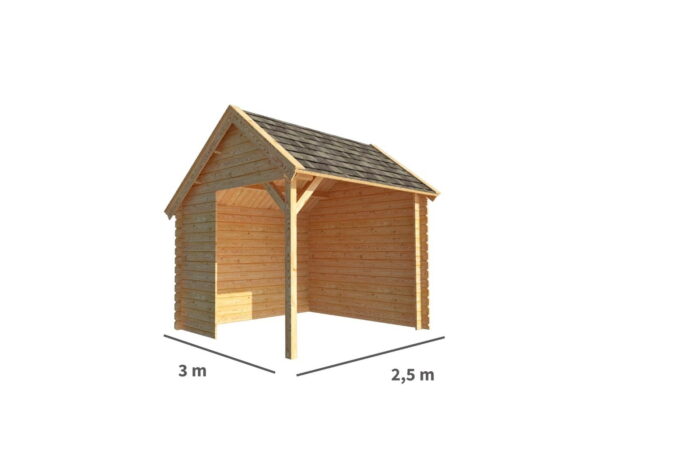 Warentuin collection Overkapping Michelle-Eef 250 cm bij 300 cm diep kapschuurdak – bruin