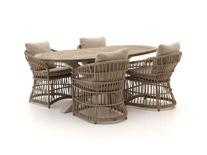 Intenso Furniture Cameri/ROUGH-Y Ellips 200cm dining tuinset 5-delig – Taupe