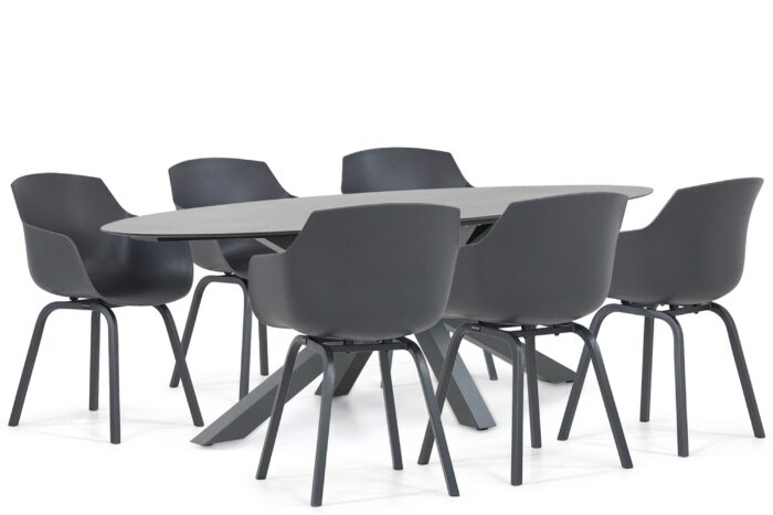 Santika Furniture Lifestyle Salina/Ellisse 240 cm dining tuinset 7-delig – Grijs-antraciet