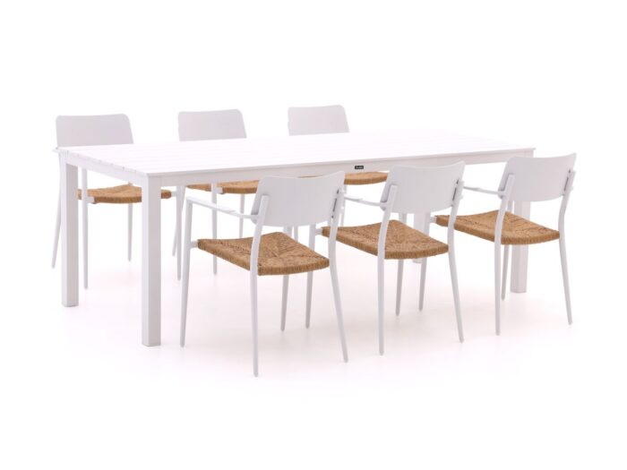 Bellagio tuinmeubelen Bellagio Cino/Menzano 220cm dining tuinset 7-delig stapelbaar Laagste prijsgarantie! – Wit