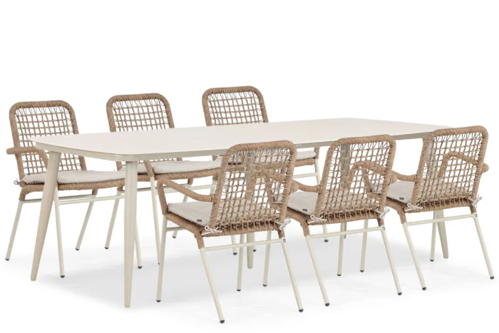 De Laan Projects Lifestyle Catalone/Vienna 240 cm dining tuinset 7-delig - Taupe-naturel-bruin