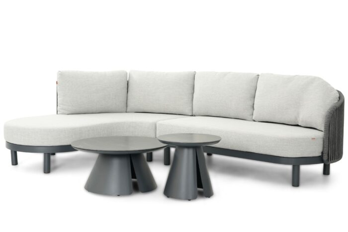 Santika Furniture Nanda/Cayora 50/80 cm hoek loungeset 4-delig – Grijs-antraciet