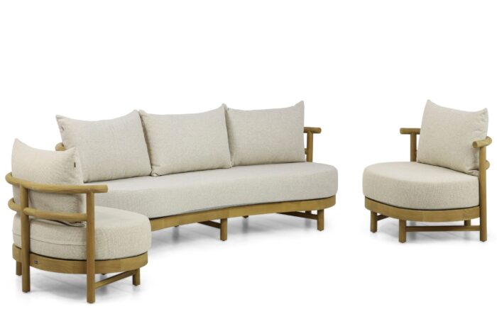 Santika Furniture Kayu stoel-bank loungeset 3-delig – Old teak greywash