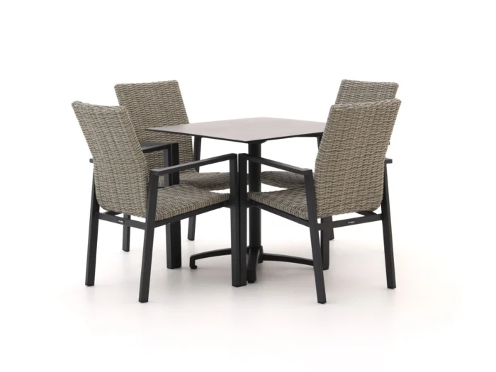 Manifesto Furniture Villongo/Canzo 80cm dining tuinset 5-delig stapelbaar inklapbaar - Grijs