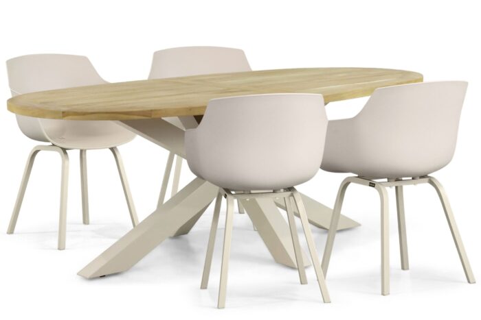 Lifestyle Garden Furniture Salina/Brookline 200 cm dining tuinset 5-delig – Taupe-naturel-bruin
