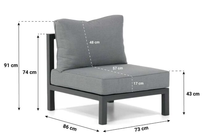 Lifestyle Garden Furniture Lagos midden module – Grijs-antraciet