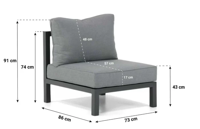 Lifestyle Garden Furniture Lagos midden module - Grijs-antraciet