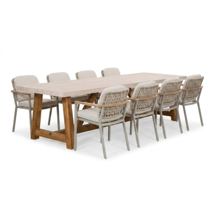 BUITEN living Velora/Montana beige dining tuinset | 8 personen | polystone + aluminium | 300cm