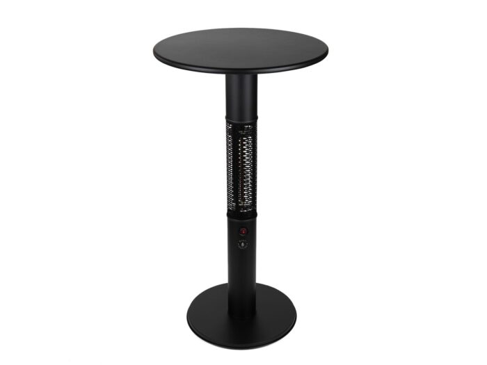 Monti HeatLine + 15% kassakorting | Vibe bartafel met terrasverwarmer 1500W ø60cm (h: 110cm) – Zwart