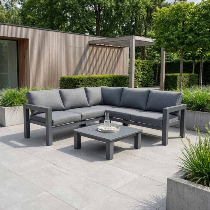 LUX outdoor living Toronto hoek loungeset 5 personen | aluminium | antraciet | 4-delig 220x220cm