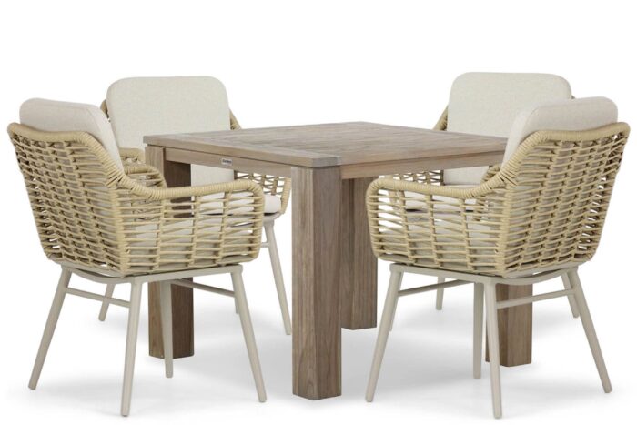 Coco Antoni/Brighton 100 cm dining tuinset 5-delig – Taupe-naturel-bruin