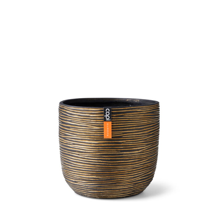 Capi europe Pot bol Rib 17×15 zwart goud bloempot – geel;zwart