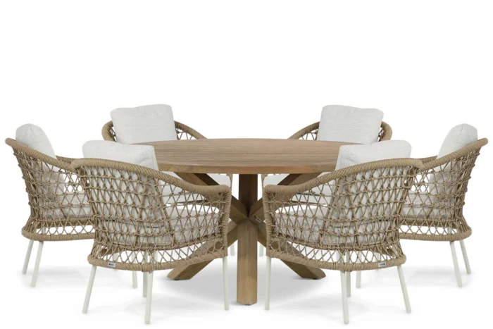 Coco Bali/Sand City 160 cm dining tuinset 7-delig - Taupe-naturel-bruin