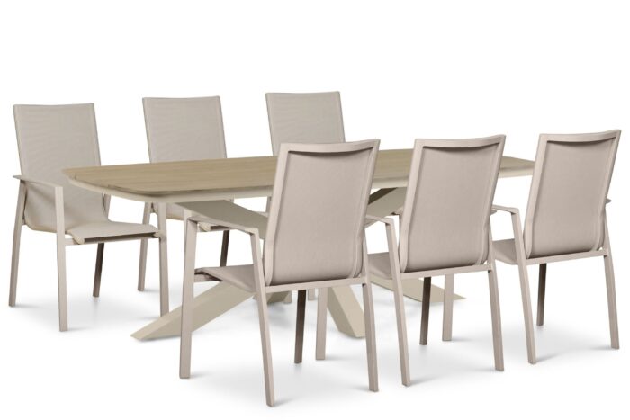 Lifestyle Garden Furniture Ultimate/Camila 220×100 cm dining tuinset 7-delig – Zand/Beige