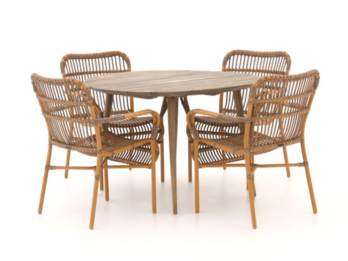 Kees Smit Collectie Intenso Parma/ROUGH-K ø 115cm dining tuinset 5-delig stapelbaar Laagste prijsgarantie! – Bruin