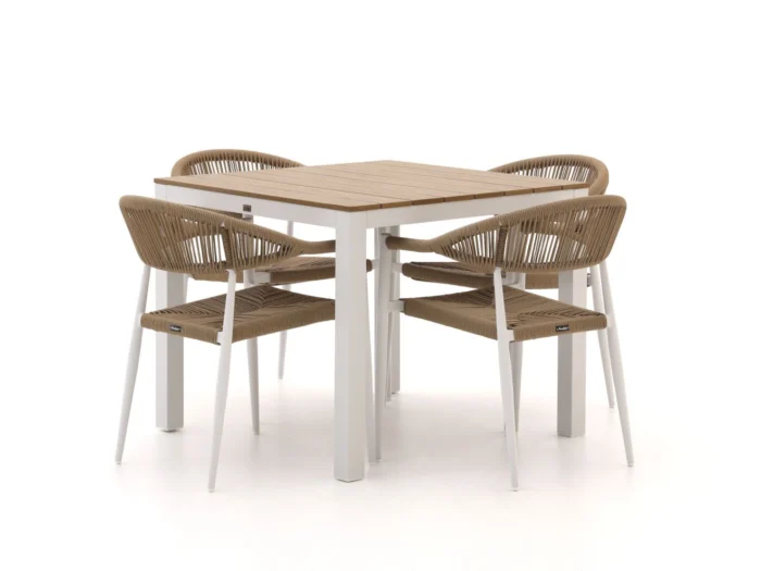 Manifesto Furniture Belpasso/Fidenza 90cm dining tuinset 5-delig stapelbaar - Bruin