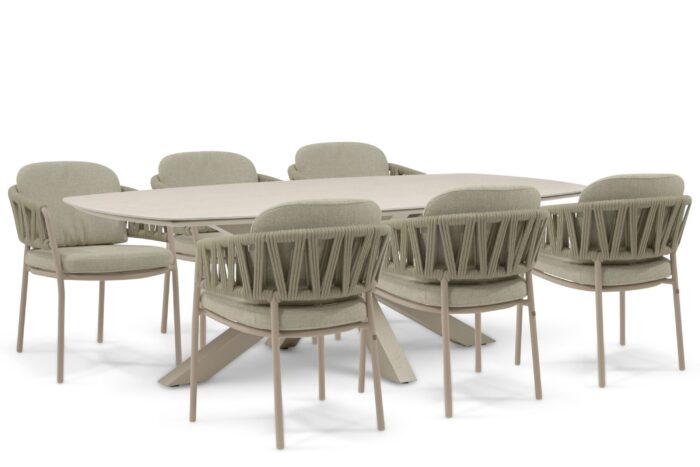 4 Seasons Outdoor Calma/Voyage 240×120 cm dining tuinset 7-delig – Zand/Beige