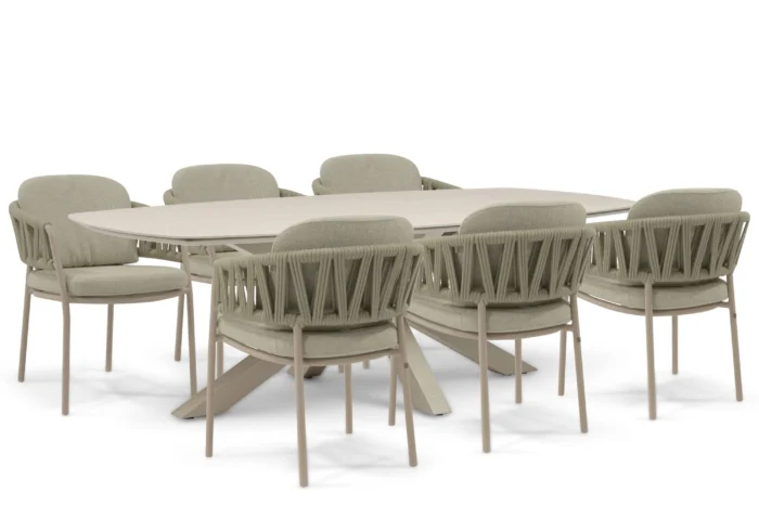 4 Seasons Outdoor Calma/Voyage 240x120 cm dining tuinset 7-delig - Zand/Beige