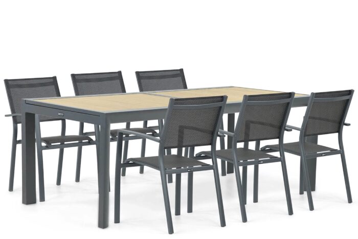 Lifestyle Garden Furniture Sella/Rosarno 214/273 cm dining tuinset 7-delig – Grijs-antraciet