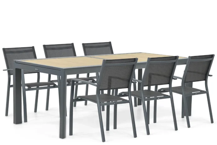 Lifestyle Garden Furniture Sella/Rosarno 214/273 cm dining tuinset 7-delig - Grijs-antraciet