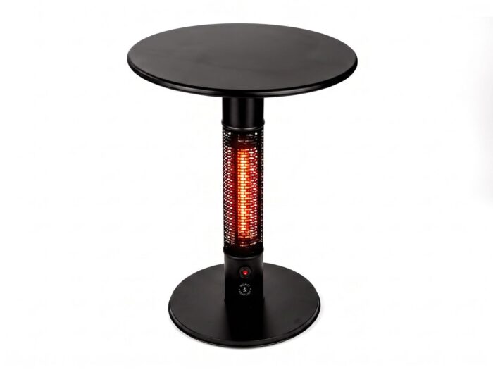 Monti HeatLine + 15% kassakorting | Pulse tafel met terrasverwarmer 1500W ø60cm (h: 75cm) – Zwart