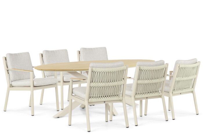 Coco Sevilla/Matara 220 cm dining tuinset 7-delig – Taupe-naturel-bruin