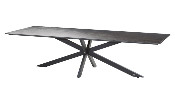 4so Minerva tafelframe Antracite met HPL tafelblad Slate Antracite 220 x 95 cm – grijs;zwart