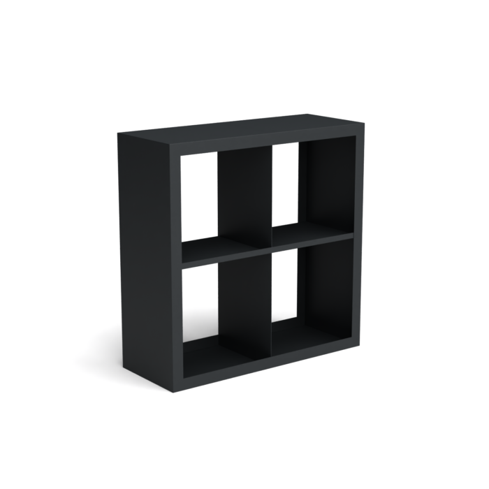 Geroba Beltza zwarte houtopslag onderverdeling 4 vakken 1000x385x1000 mm – zwart