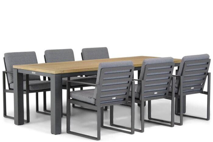 Santika Furniture Zaga/Veneto 230 cm dining tuinset 7-delig – Grijs-antraciet