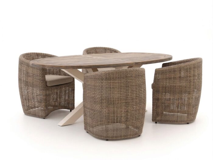 Intenso Furniture Intenso Marecchia/ROUGH-Y Ellips 200cm dining tuinset 5-delig Laagste prijsgarantie! – Bruin