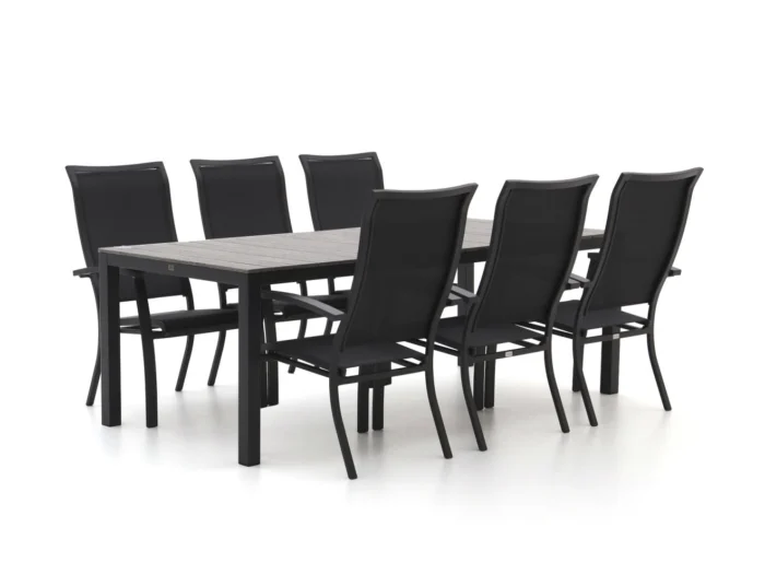 Bellagio tuinmeubelen Lugo/Fidenza 220cm dining tuinset 7-delig stapelbaar - Grijs