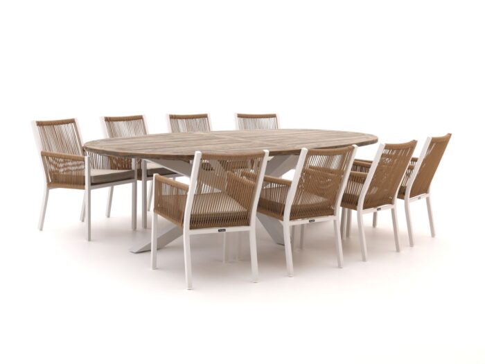 Manifesto Furniture Manifesto Rivola/ROUGH-Y Ellips 280cm dining tuinset 9-delig Laagste prijsgarantie!