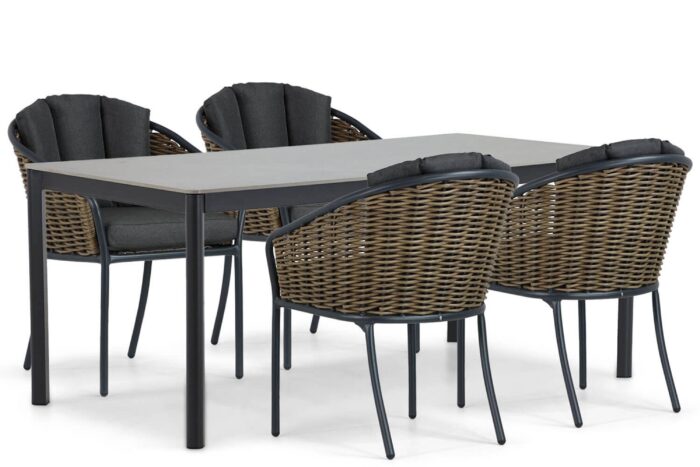 Santika Furniture Tika/Como 180 cm dining tuinset 5-delig – Grijs-antraciet