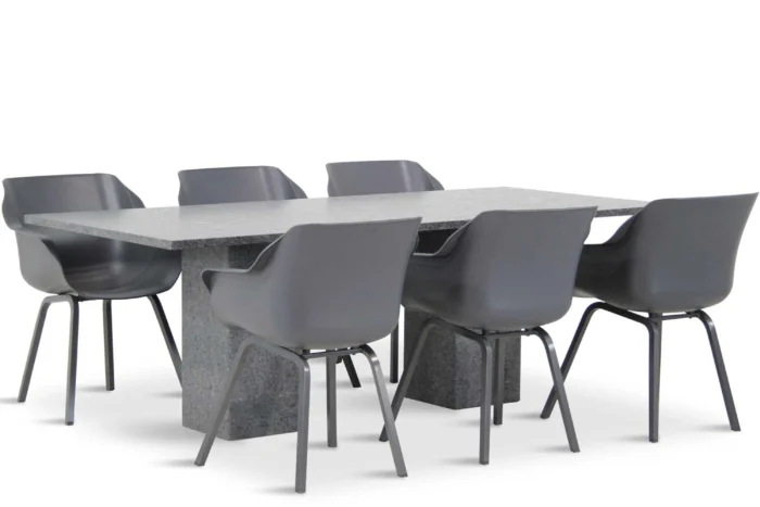 Hartman Sophie element/Graniet 220 cm dining tuinset 7-delig - Grijs-antraciet
