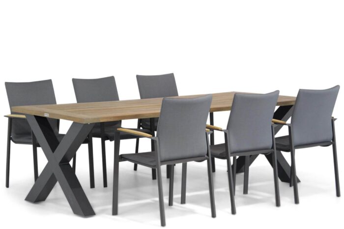 Lifestyle Garden Furniture Brandon/Cardiff 240 cm dining tuinset 7-delig – Grijs-antraciet