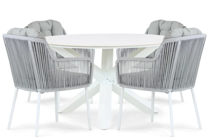 Santika Furniture Tendenza/Orino 130 cm dining tuinset 5-delig - Wit