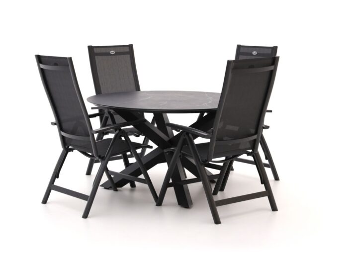 Hartman tuinmeubelen Hartman Troy/Lodola ø 130cm dining tuinset 5-delig verstelbaar Laagste prijsgarantie! – Zwart