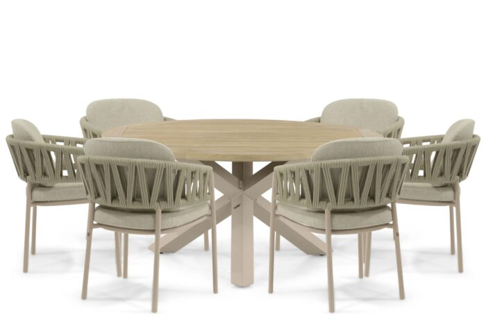 4 Seasons Outdoor Calma/Rockville 160 cm dining tuinset 7-delig – Zand/Beige