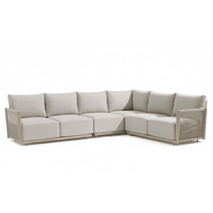 BUITEN living Beau hoek loungeset 6 personen | aluminium + touw | grijs | 4-delig 304x234cm