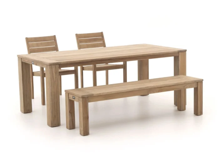 ROUGH Furniture ROUGH-S/ROUGH-X 200cm dining tuinset 4-delig stapelbaar - Bruin