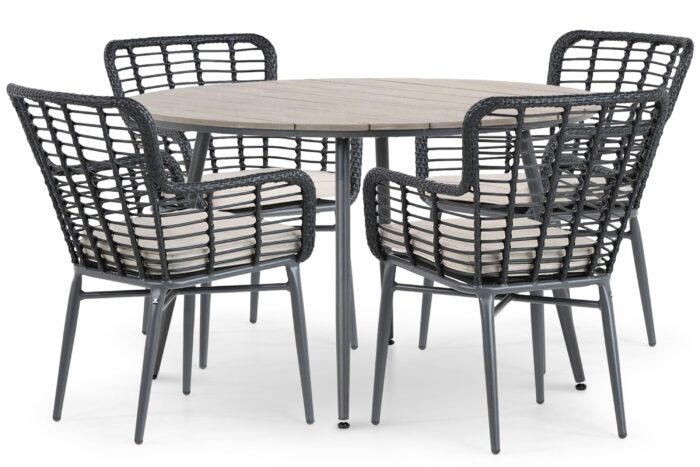 De Laan Projects Laan Toledo/Matale 125 cm dining tuinset 5-delig – Zwart
