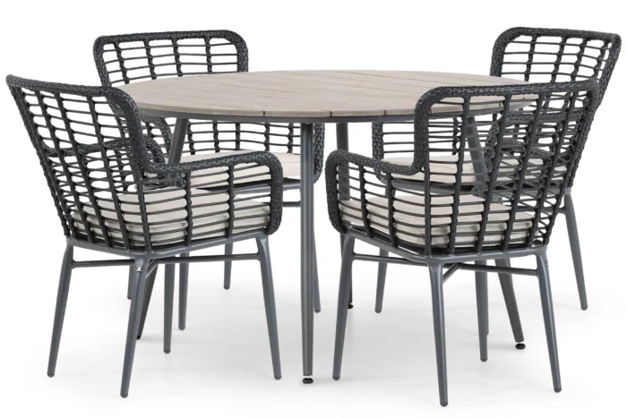 De Laan Projects Laan Toledo/Matale 125 cm dining tuinset 5-delig - Zwart