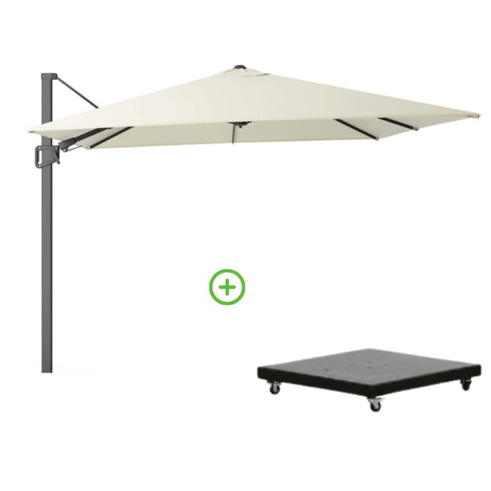 Platinum Milano T² zweefparasol | 300x300cm met Monza parasolvoet 90kg | ecru – Beige