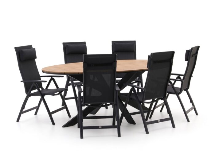 Bellagio tuinmeubelen Bellagio Avio/Fidenza 220cm ovaal dining tuinset 7-delig verstelbaar Laagste prijsgarantie! – Grijs
