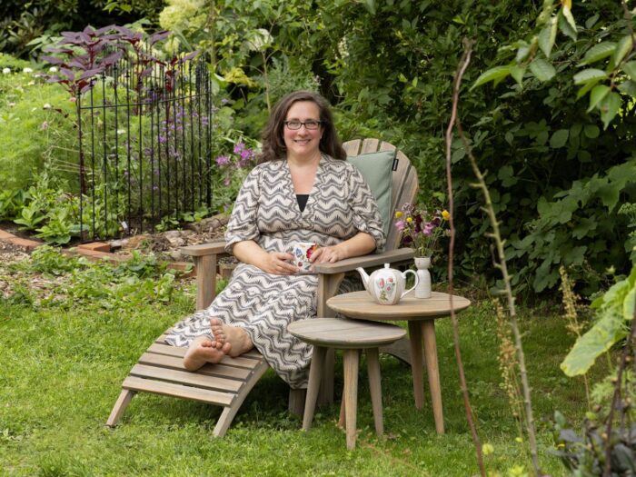 ROUGH Furniture ROUGH-S Adirondack lounge tuinstoel met voetenbank Laagste prijsgarantie! – Bruin