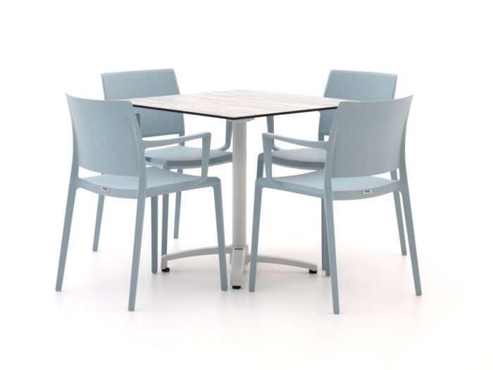 Forza Furniture Forza Sile/Canzo 80cm dining tuinset 5-delig stapelbaar inklapbaar Laagste prijsgarantie! – Blauw
